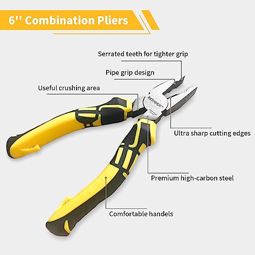 6 Inch Lineman Pliers with Wire Cutter Electrical High Leverage