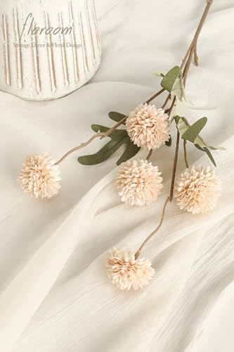 5pcs Beige Faux Silk Mums Artificial Flowers (5 Count)