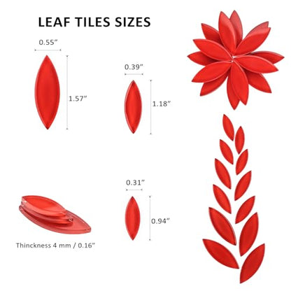 Red Leaf Mosaic Tiles for Crafts