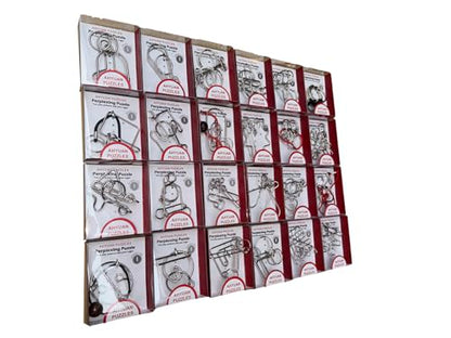 24 Packs Large Metal Wire Puzzles Brain Teaser IQ Puzzles with Individual Solution Paper Box Gift Package Educational Puzzle Games Fidget Toys Magic Trick Toy Party Favors for Kids Adults (24 Count)