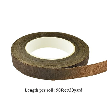 Brown 3Rolls 0.5Inch Wide Floral Tape