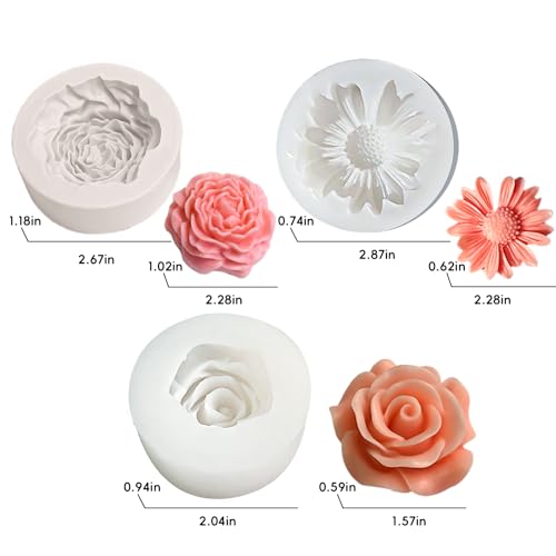 3 Pack Flower Silicone Molds for Candle (3 Count)