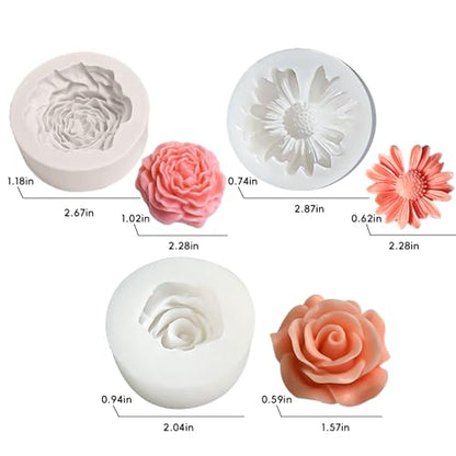 3 Pack Flower Silicone Molds for Candle (3 Count)