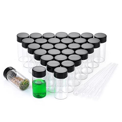 20ml Clear Small Glass Vials 30pcs with Screw Caps (30 Count)
