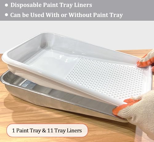 11 Pack 9 inch Disposable Plastic Paint Roller Tray