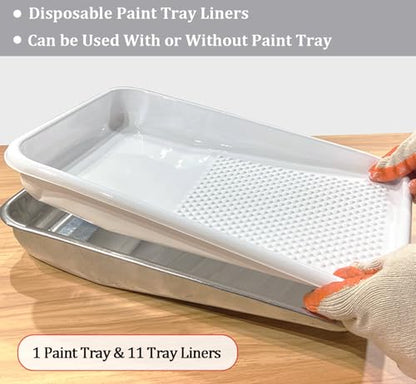 11 Pack 9 inch Disposable Plastic Paint Roller Tray