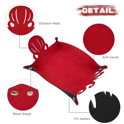 2 Pieces Octopus Dice Rolling Tray PU Leather Dice Mat Folding Scroll (2 Count)