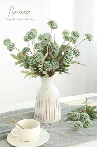 5pcs Sage Green Faux Silk Mums Artificial Flowers (5 Count)