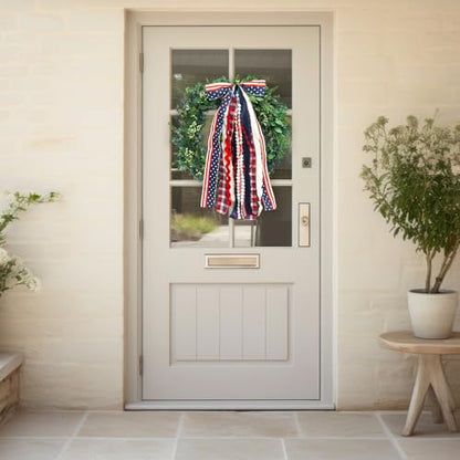 Large Patriotic Star Ribbon Bow for Wreath