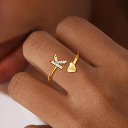 Gold Initial Rings for Women Non Tarnish