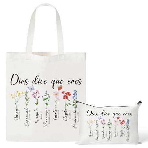 Spanish Canvas Tote Bag with 1 Makeup Bag