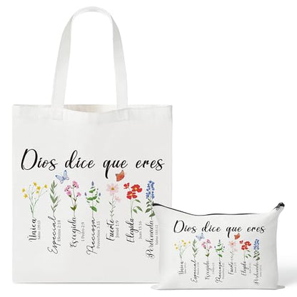 Spanish Canvas Tote Bag with 1 Makeup Bag