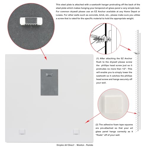 Frameless Free Floating Tempered Glass Panel Graphic Wall Art Ready to Hang