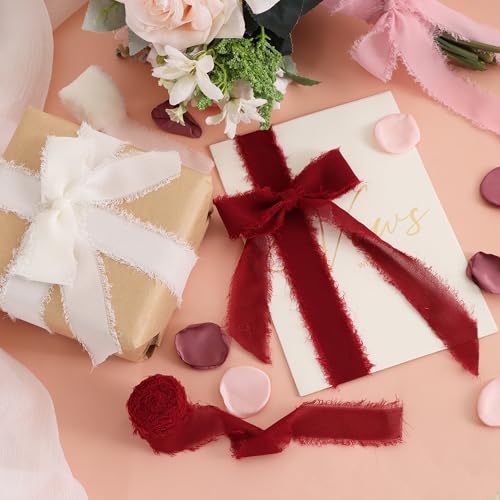 4 Rolls Drak Purple Set Chiffon Ribbon 1 1