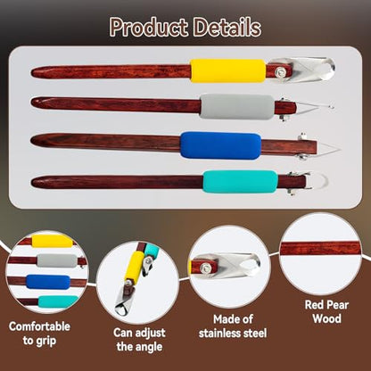 4 Pack Pottery Carving Tool Set with 20 Interchangeable Blades