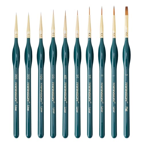 10Pcs Extra Fine Tip Detail Brushes for Model Miniature Painting and Acrylic Watercolor Painting (10 Count)