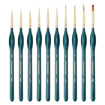 10Pcs Extra Fine Tip Detail Brushes for Model Miniature Painting and Acrylic Watercolor Painting (10 Count)