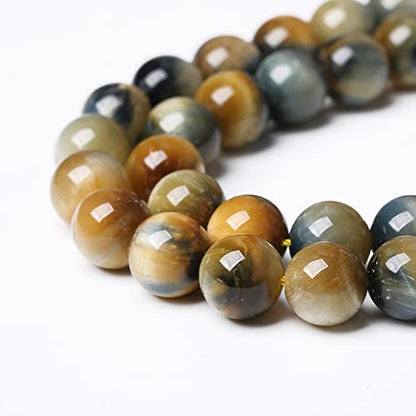 8mm 45Pcs Tiger Eye Stone Beads for Jewelry Making Semi Precious Round Smooth Gemstones Loose Spacer Beads (16 Count)