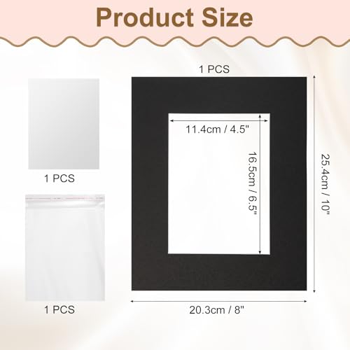 Picture Mats 8 x 10 Mat Board Center for 5 x 7 Pictures Acid Free White Core Bevel Cut Frame Mattes with Backing for Display Art Measuring