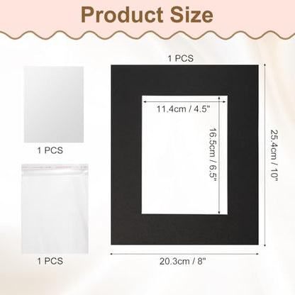 Picture Mats 8 x 10 Mat Board Center for 5 x 7 Pictures Acid Free White Core Bevel Cut Frame Mattes with Backing for Display Art Measuring