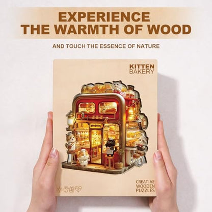 Bakery Cat Puzzles Adults Gifts for Women Men Wooden 270 Pieces 13.4 * 12.7in (270 Count)