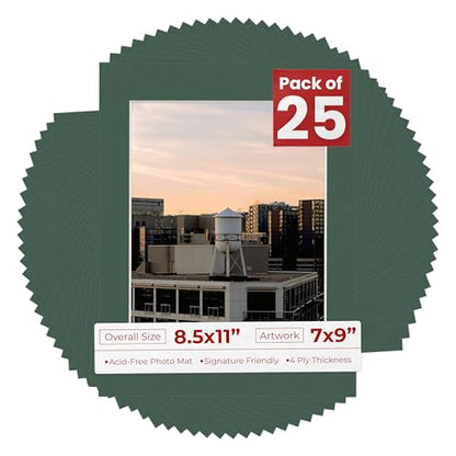 Pack of 25 Acid Free 8.5x11 Mats Bevel Cut for 7x9 Photos (25 Count)