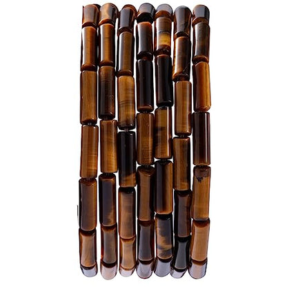 Natural Yellow Tiger Eye Cylinder Tube Beads 4x13mm 38cm (28 Count)