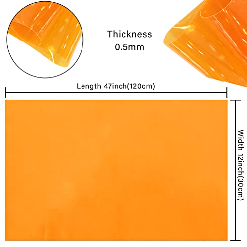 HYANG Orange Transparent PVC Super Clear Holographic Vinyl Faux Leather Sheets 1 Roll 12" x 47"