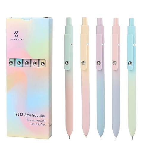 Gel Pens 5 Pcs 0.5mm Retractable Quick Dry Black Ink Pens (5 Count)