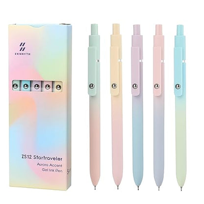 Gel Pens 5 Pcs 0.5mm Retractable Quick Dry Black Ink Pens (5 Count)
