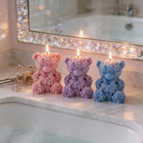 Large Rose Bear Candle Mold