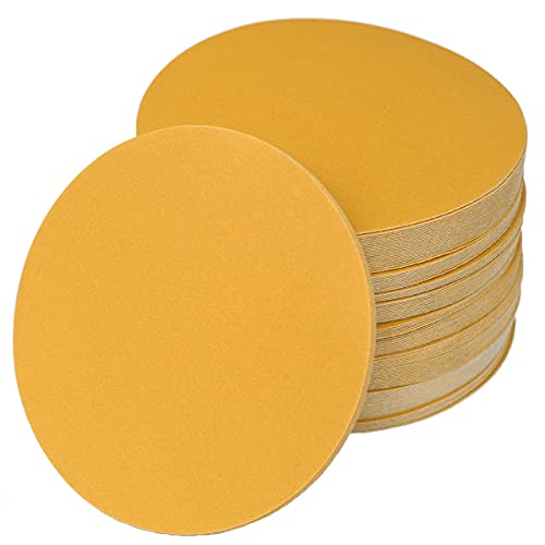 6-Inch No-Hole Hook and Loop Gold Sanding Discs 320-Grit, 100-Pack (100 Count)