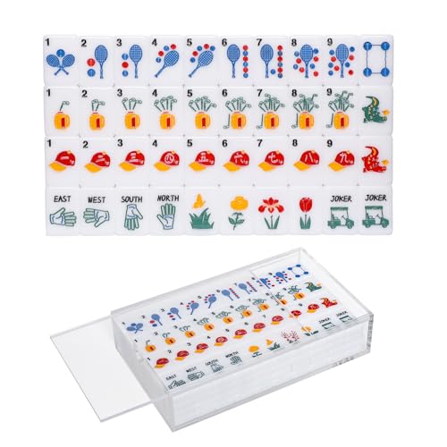 American Mahjong Tile Set with Clear Acrylic Box and Accessories