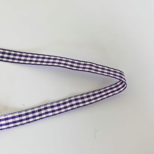 Dark Purple and White Woven Edge Plaid Ribbon 100% Polyester Gingham Ribbon 25 Yards Each Roll (75 Foot)