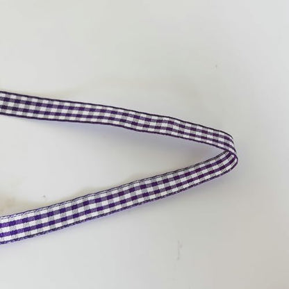 Dark Purple and White Woven Edge Plaid Ribbon 100% Polyester Gingham Ribbon 25 Yards Each Roll (75 Foot)