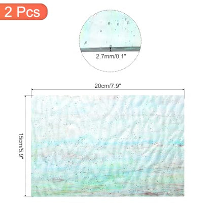 2 Pcs Stained Glass Sheet Mosaic Tile 7.9 Inch x 5.9 Inch Cyan Stained Glass Sheets for Crafts DIY Art Project