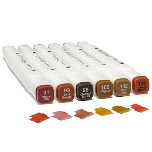 6pcs Brown Alcohol Markers Set (6 Count)