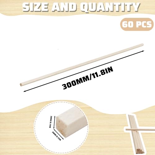 60Pcs Wood Square Dowel Rods 1 (60 Count)