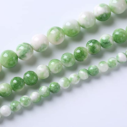 32pcs 12mm Natural Green White Persian Jade Stone Round Beads for Jewelry Making Loose Spacer Beads DIY Bracelets Necklaces 15"