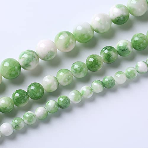 36pcs 10mm Natural Green White Persian Jade Stone Round Beads for Jewelry Making Loose Spacer Beads DIY Bracelets Necklaces 15"