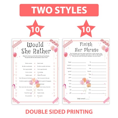 Birthday Party Games Set for Girls (20 Count)