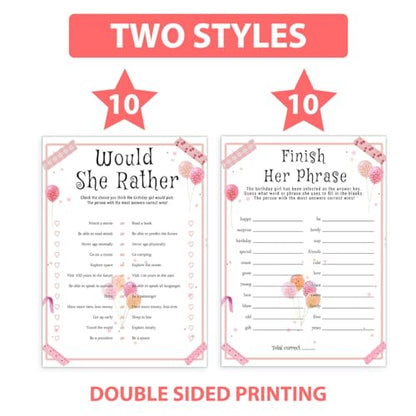 Birthday Party Games Set for Girls (20 Count)