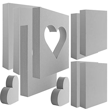 8 Pcs Large Stamping Foam Grey Moldable Heart Foam Stamps Plastic Dry Foam Stamp Pad Cut and Dry Foam Stamping Foam Block for Sculpture
