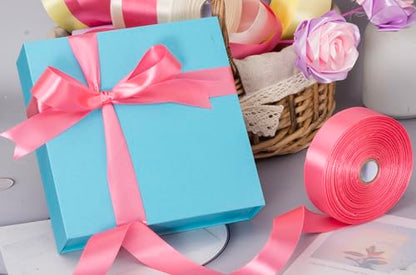 1 Inch Brink Pink Solid Satin Ribbon for Gift Wrapping