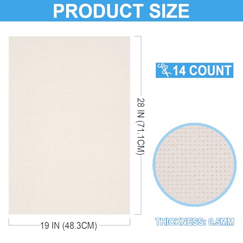 Cross Stitch Fabric 14 Count Aida Cloth 28 x 19 Inch Large Size Classic Reserve Cross Stitch Supplies Embroidery Fabric for Home DIY Craft Decoration Handmade