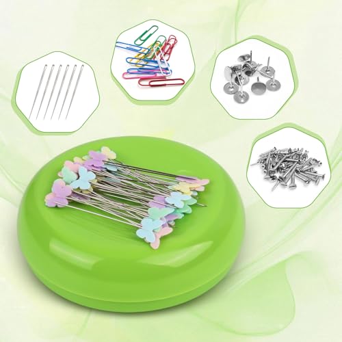Magnetic Pin Cushion with 100pcs Butterfly Head Straight Pins