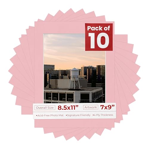 Pack of Ten Acid Free 8.5x11 Mats Bevel Cut for 7x9 Photos (10 Count)