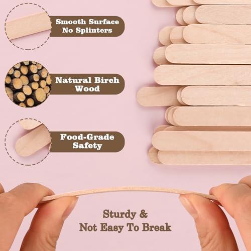 300 Pcs 3.65″ Mini Popsicle Wooden Sticks (300 Count)