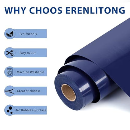 RENLITONG Navy Blue Iron on Vinyl 12Inch by 20ft Roll Heat Transfer Vinyl for T (20 Foot)
