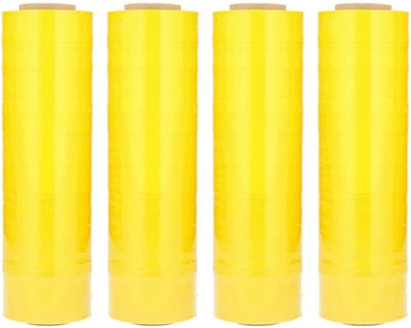 PSBM Yellow Stretch Wrap, 15 Inch x 1476 Feet, 72 Pack, Tinted Pre-Stretched Shrink Wrap Film for Moving, Packaging, Pallet Wrapping